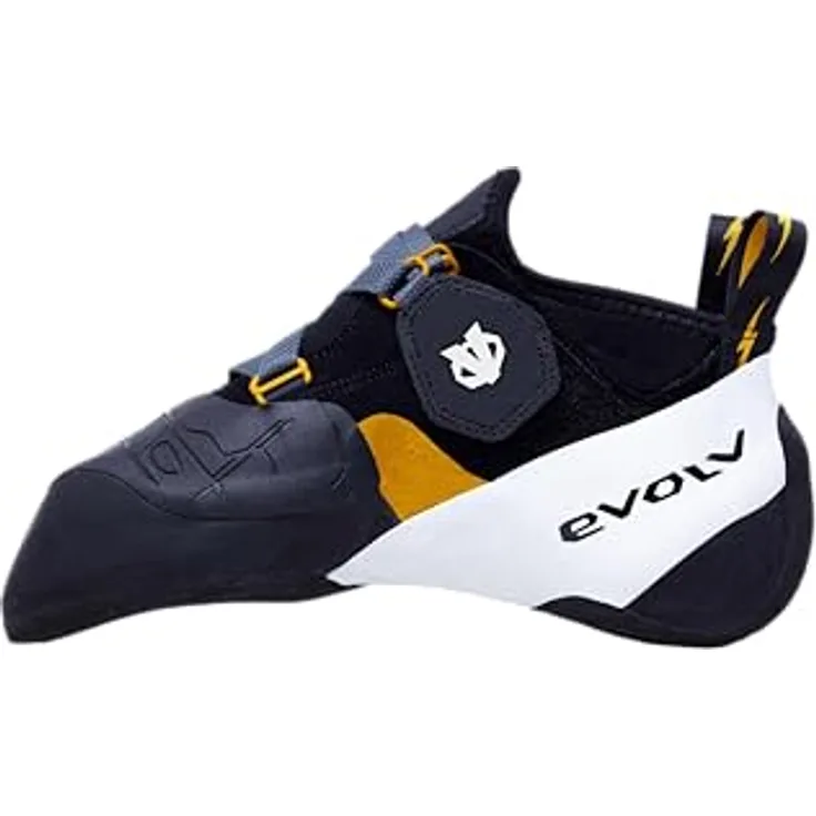 Evolv Shaman Pro, Herren Kletterschuhe, EvoWrap-Technologie, dünne Love Bump-Zwischensohle, vegan, Schwarz, Größe 42.5