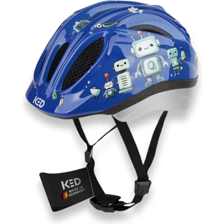KED Meggy II Trend I Kinder Fahrradhelm, roboter glossy, mit Insektenschutznetz und integriertem LED-Rücklicht, maxSHELL Technologie, Größe 46-51 (S)