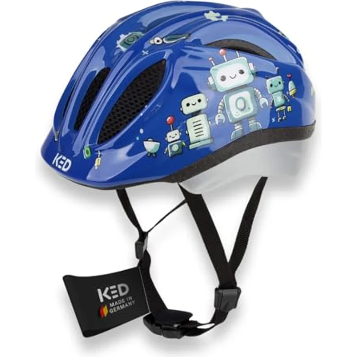 KED Meggy II Trend I Kinder Fahrradhelm, Insektenschutznetz, integriertes LED-Rücklicht, maxSHELL Technologie, Farbe: roboter glossy, Größe: 52-58 (M) – Bild 1