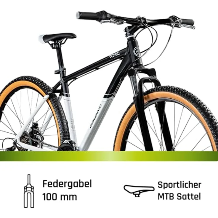 Galano Toxic Mountainbike Hardtail 29 Zoll, 21 Gang, Federgabel, Scheibenbremsen, weiß/schwarz, 48 cm – Bild 5