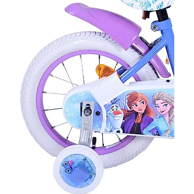 Disney Frozen Kinderfahrrad 2 Mädchen 14/16 Zoll Blau/Lila Rücktrittbremse bis 60 kg 85% zusammengebaut 3,5-6 Jahre – Bild 4