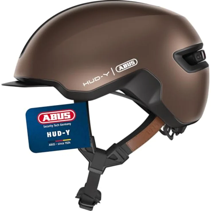 Abus HUD-Y Urban Velohelm, 54-58 cm, mit wiederaufladbarem Heck-LED und 4 Lichtmodi – Bild 1
