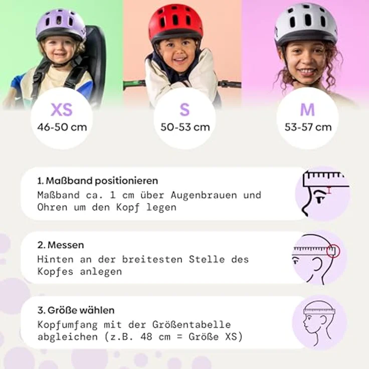 woom Ready Kids' Helmet, Verstellbarer, pinch-freier Kinderhelm mit reflektierenden Details für Fahrradfahren, Scooten & Rollerskaten, Lilac, Medium – Bild 5