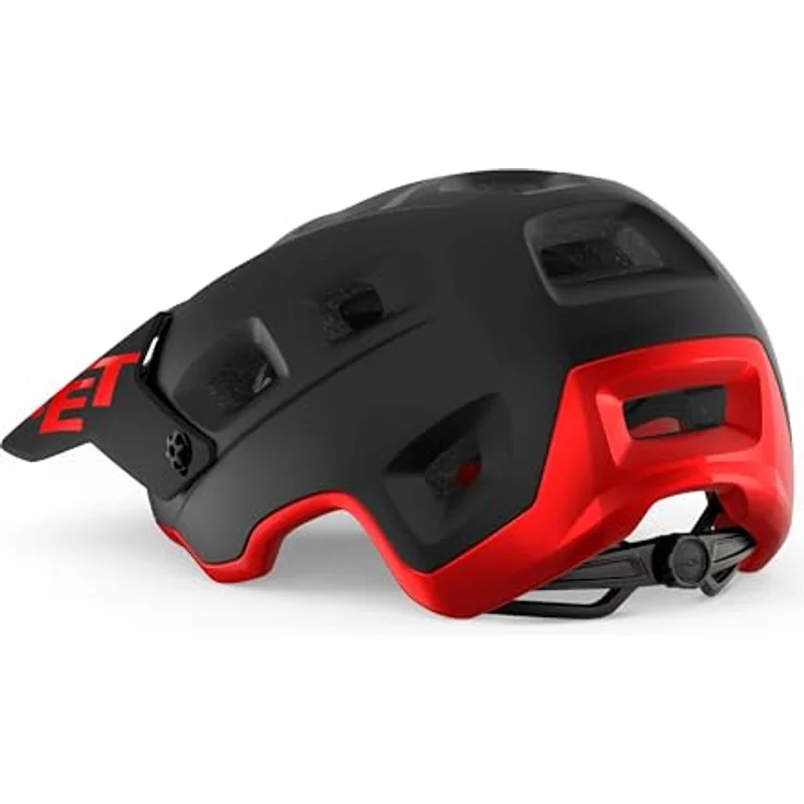 MET Terranova Black Red/Matt Glossy, Fahrradhelm für MTB mit verstellbarem Visier, Größe S (52-56 cm) – Bild 2