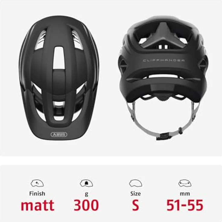 ABUS MTB-Helm CliffHanger, Fahrradhelm für anspruchsvolle Trails mit großen Lüftungsöffnungen, TriVider-Riemensystem, Schwarz, Größe S – Bild 5