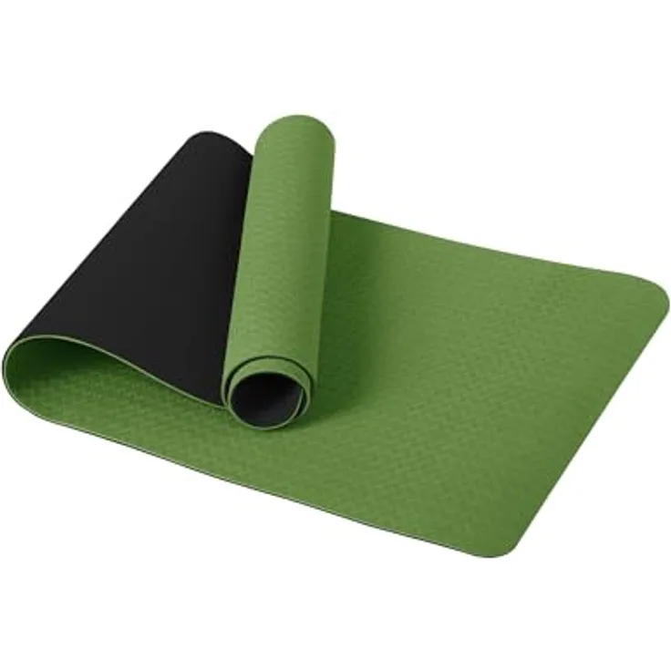 Good Nite Gymnastikmatte, rutschfeste Fitnessmatte mit Tragegurt, 183 x 61 x 0.6 cm, Grün/Schwarz, TPE-Material für hohe Stützwirkung und beidseitige Rutschfestigkeit