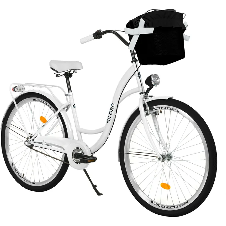 Milord Komfort Stadtfahrrad Damenfahrrad, 28 Zoll, Weiß, 3-Gang mit starken Aluminiumfelgen
