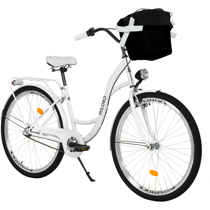 Milord Komfort Stadtfahrrad Damenfahrrad, 28 Zoll, Weiß, 3-Gang mit starken Aluminiumfelgen