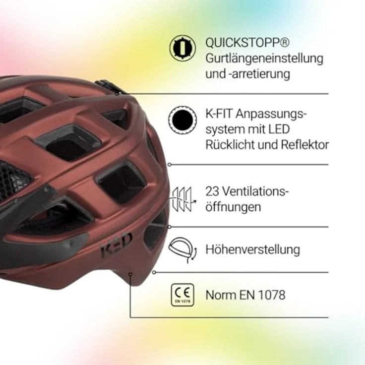 KED Kailu Jugend MTB Helm, robuster Mountainbike-Helm mit K-FIT Anpassungssystem, 23 Öffnungen für Spitzenbelüftung, Farbe: Maroon Red, Größe: 49-53 (S) – Bild 3