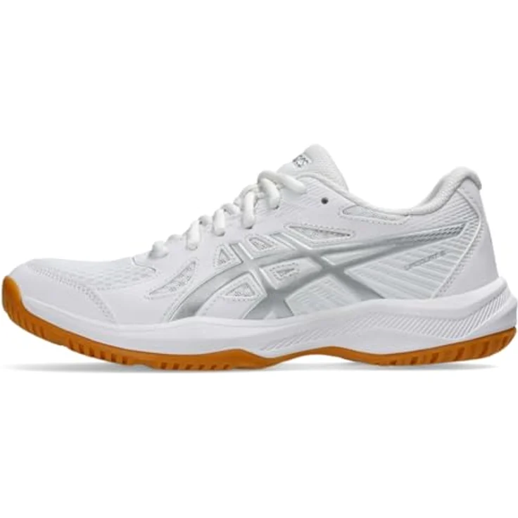 Asics Upcourt 6 1072A107100, Hallenschuhe mit flexiblem Mesh-Obermaterial und optimaler Gummi-Außensohle, 41.5/white-pure silver – Bild 1
