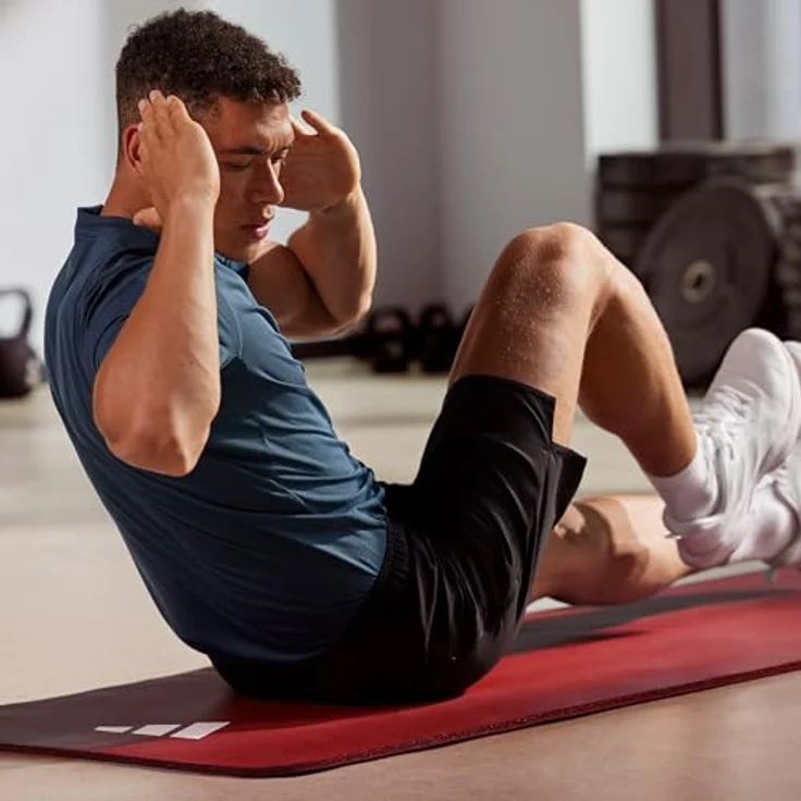 adidas Performance Fitnessmatte, 10mm, rot, rutschfest mit geriffelter Unterseite für optimale Stabilität – Bild 5
