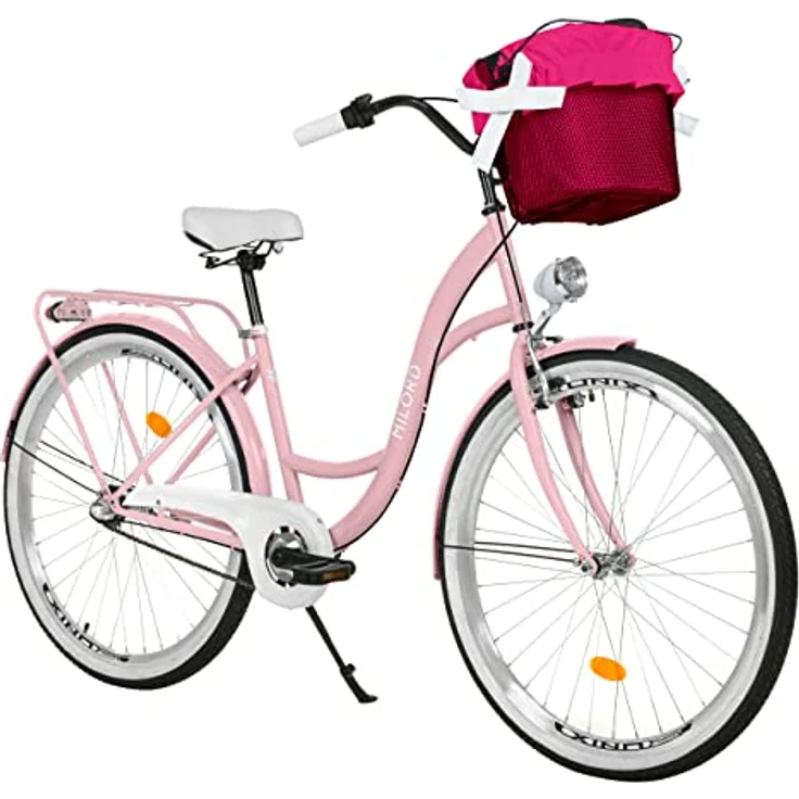 Milordbikes City-Fahrrad, Pink, Metall, 46 cm, mit hochwertigen Aluminiumfelgen und leicht rollenden City-Reifen 700C x 35 mm – Bild 1