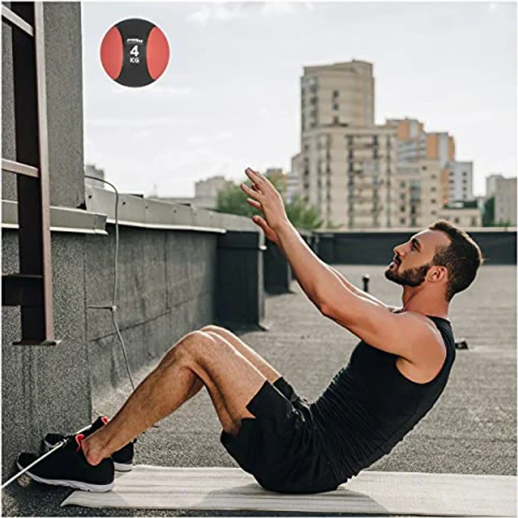 Sport-Tec Medizinball Gewichtsball Trainingsball ø 23 cm, 4 kg, rot – Bild 2