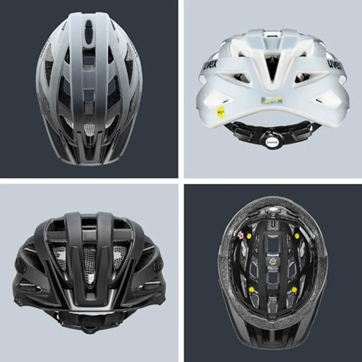 Uvex I-VO CC Mips, Fahrradhelm schwarz-grau matt, Größe 52-57 cm, mit integrierter Sonnenblende und Fliegengitter, 24 Belüftungsöffnungen – Bild 4