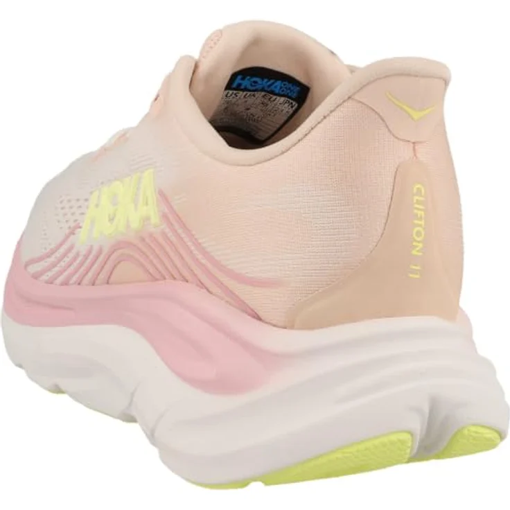 Hoka One One W Clifton 11, Neutrale Laufschuhe mit atmungsaktivem Mesh, dämpfendem EVA-Schaum, Tangerine Glow / White, Größe 43 1/3 – Bild 6