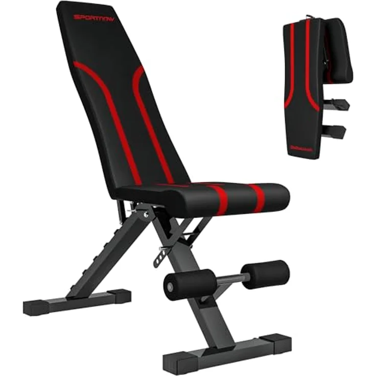 SPORTNOW klappbare Hantelbank, multifunktionale Fitnessbank mit 6-fach verstellbarer Rückenlehne, bis 250 kg Belastbarkeit, platzsparend und gepolstert für zuhause und Fitnessstudio – Bild 1