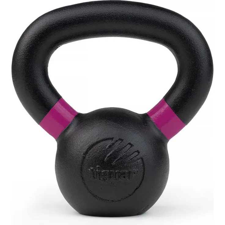 Tiguar RAW Guss-Kettlebell 16 kg – Profi-Gewicht für funktionelles Training, ergonomischer Griff, schwarz mit farbcodierten Griffen