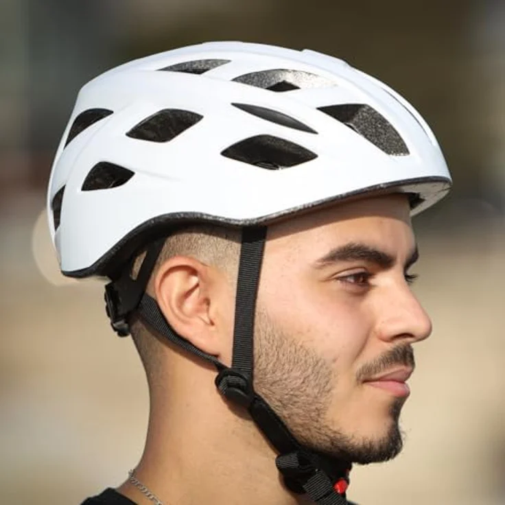 Rollerblade Stride Fahrradhelm, Weiß, robuste Schale, 20 Belüftungsöffnungen, offene Schaumstoffpolsterung – Bild 4