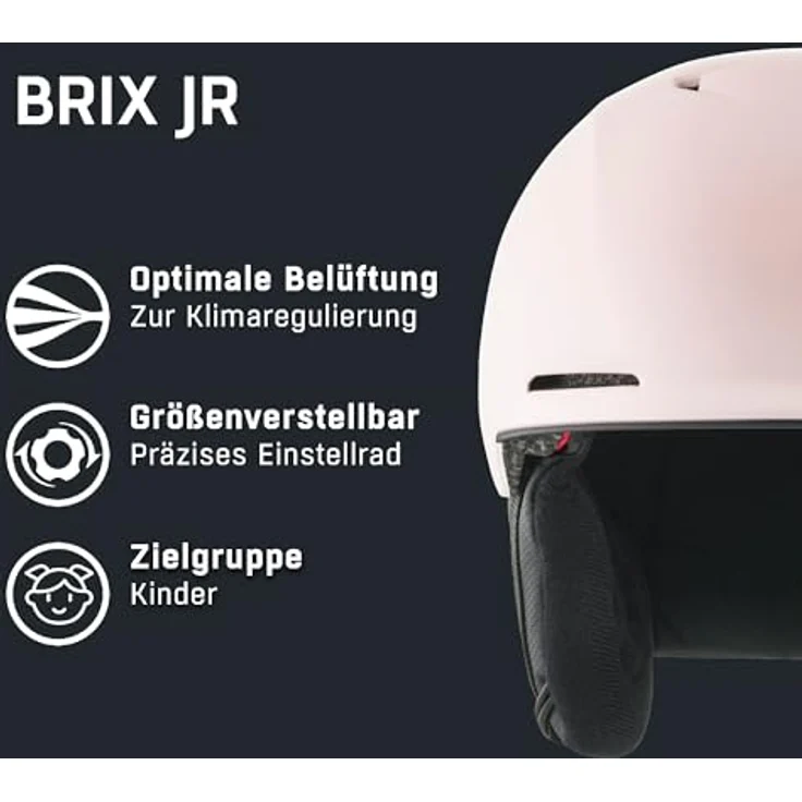 ALPINA BRIX JR, Kinder Skihelm mit waschbarem Innenfutter, integrierten Nackenwärmer und abnehmbaren Ohrenpolstern, Light-Rose matt, M (51-55 cm) – Bild 2