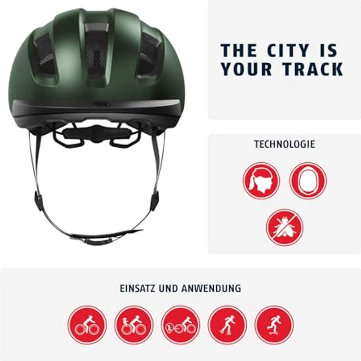 Abus PURL-Y Velohelm, NTA klassifiziert, 54-58 cm, Urban, mit verstellbarem System und LED-Licht – Bild 2