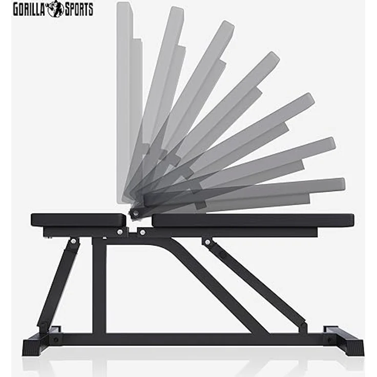 GYRONETICS® Hantelbank - Multifunktion, Rückenlehne 8-Fach und Sitz 3-Fach verstellbar, 120 x 53,5 x 115 cm, bis 200kg Belastbar - Schrägbank, Trainingsbank, Flachbank, Weight Bench, Fitness – Bild 3