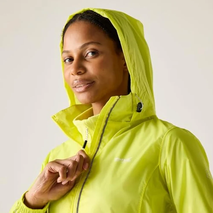 Regatta Corinne IV Regenjacke Damen, wasserdicht mit Kapuze, wasserabweisend, reflektierende Streifen, Farbe: Gelb, Größe: 52 – Bild 4