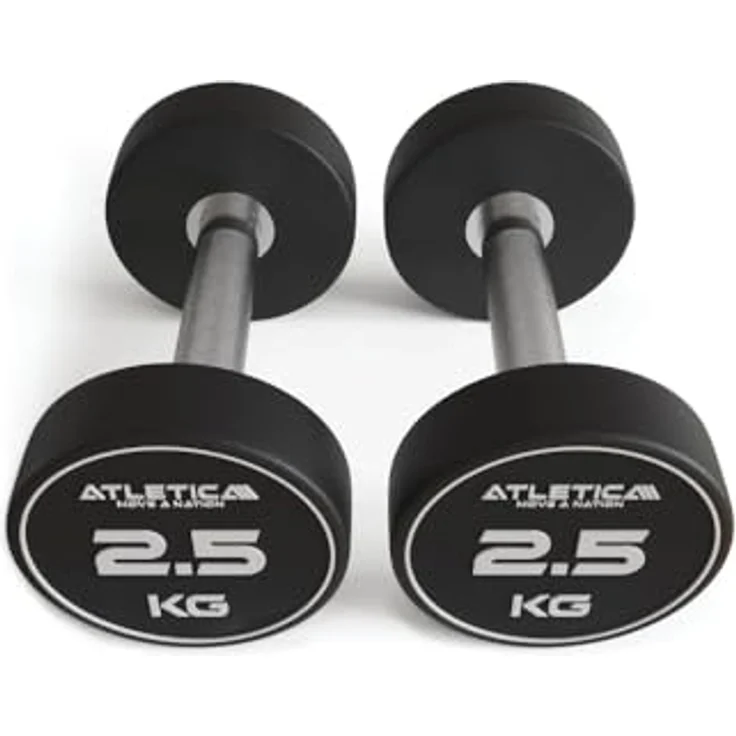Atletica Polyurethan Rundhanteln, 2 x 2,5 kg, robuste Beschichtung, ideal für Fitnessstudios und Outdoor-Einsatz – Bild 1