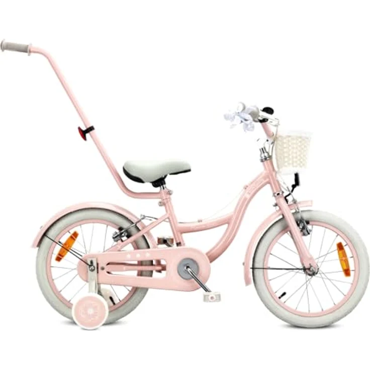 Sun Baby Kinderfahrrad SUN BABY Flower Retro 16 Zoll mit Schubstange, rosa, für Kinder bis 50 kg – Bild 1