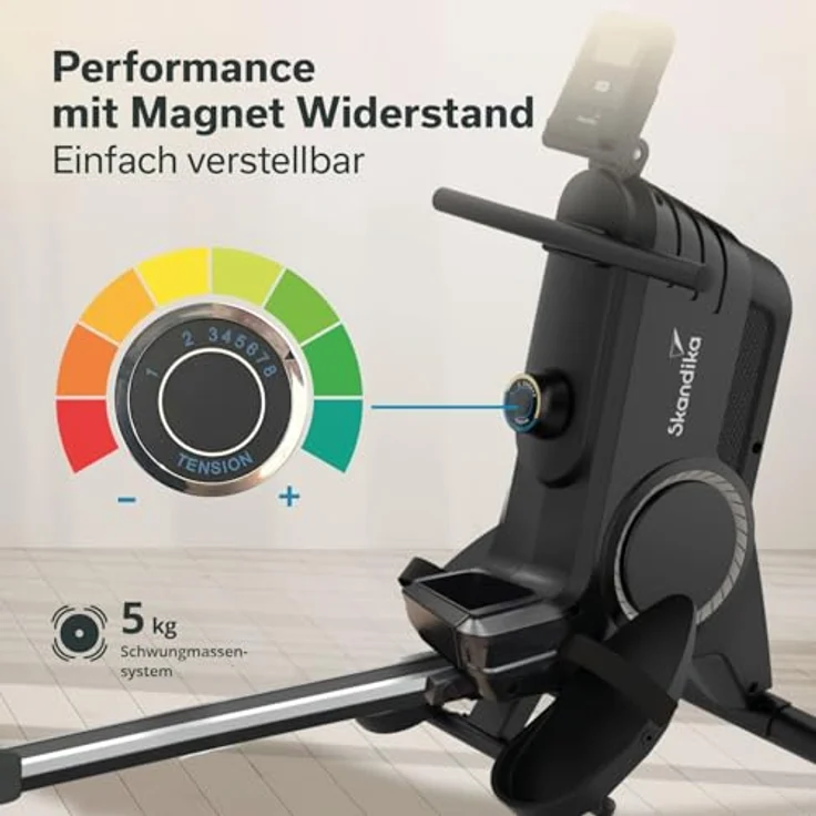 Skandika Oxford Pro | Magnetbremssystem, Bluetooth, Indoor Rudersportgerät mit App, 8 Widerstandsstufen, bis 120 kg | Rudergerät für zuhause, Rudermaschine, Krafttraining, Rudergeräte – Bild 4