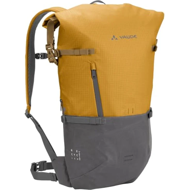 VAUDE Cityrucksack CityGo II 23 Liter Gelb, wasserdichter Rucksack Damen & Herren, leichter Daypack mit Laptop-Fach, Rolltop Rucksack – Bild 1