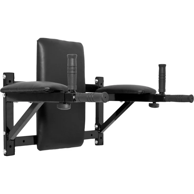 GORILLA SPORTS Trainingsstation Dip Station, Wandmontage - Effektives Oberkörpertraining, Bauchmuskeltrainer, Polsterung, Dips Barren, schwarz