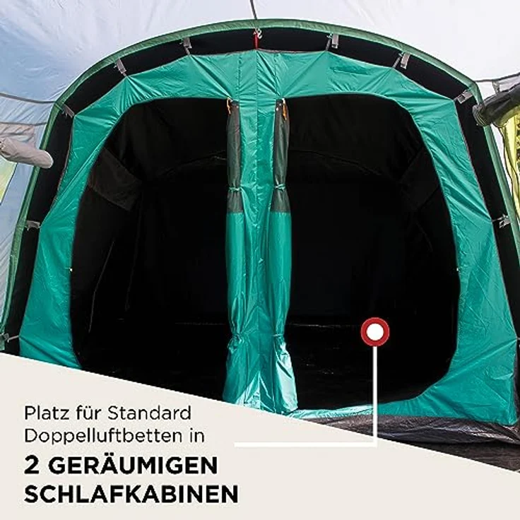 Coleman Rocky Mountain 5 Blackout Zelt | 5 Personen Familien-Tunnelzelt mit 2 speziell abgedunkelten Schlafkabinen und Wohnbereich | 5 Mann Campingzelt | 4500 mm wasserdicht | Eingenähte Bodenplane – Bild 3