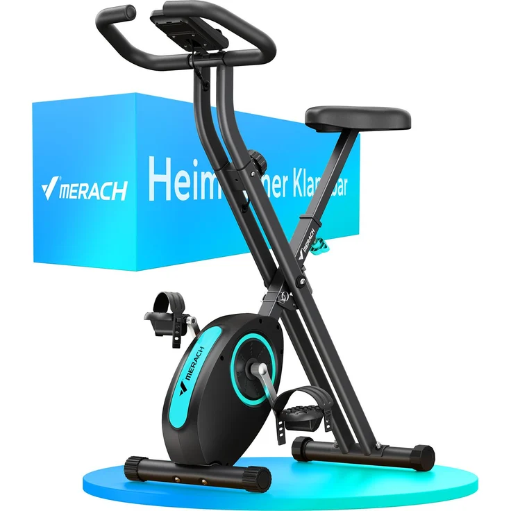MERACH Klappbarer Heimtrainer, kompakt und leise, 16 Magnetwiderstandsstufen, LCD-Display, Tablet-Halterung