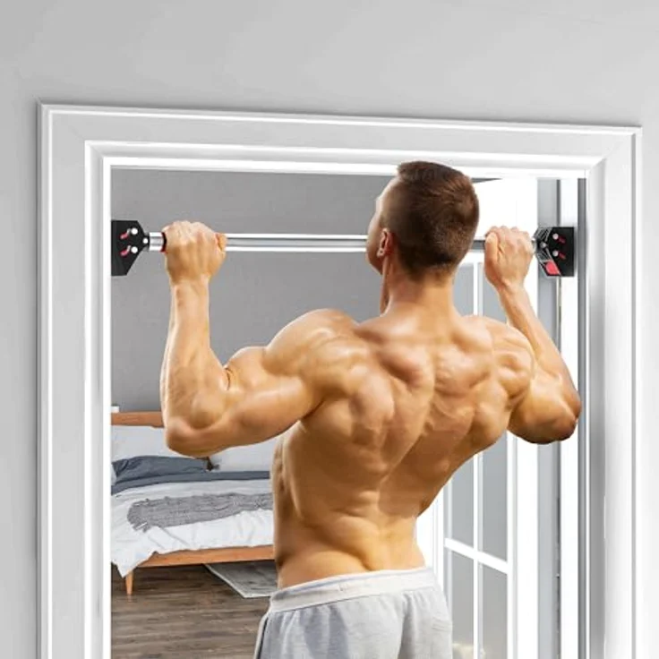 SPORTNOW Klimmzugstange, Verstellbar Türrahmen, Rutschfest Türreck Wandmontage, Pull Up Bar für Fitness Zuhause, Gym, Stahl, Schwarz - Preisvergleich – Bild 2