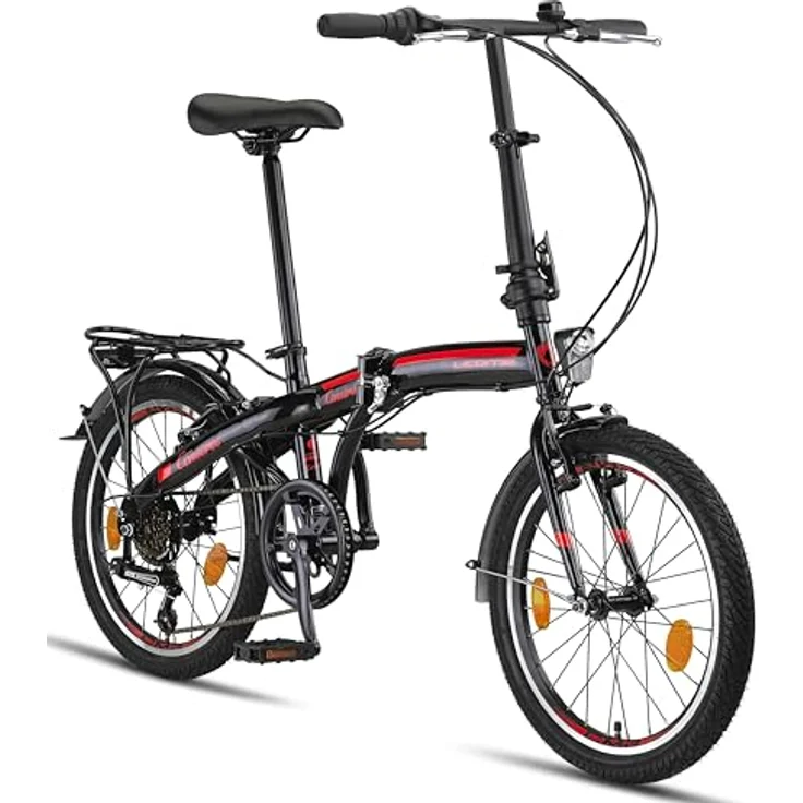 Licorne Bike CONSERES Premium Faltrad, Klapprad in 20 Zoll - Shimano 6 Gang-Schaltung - Hollandfahrrad - Schwarz/Rot – Bild 1