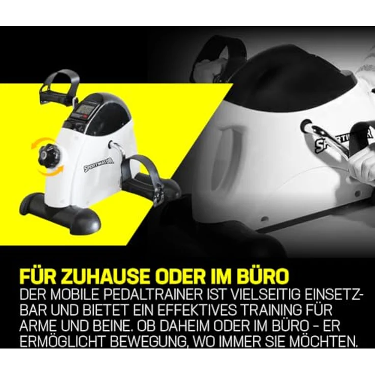 SPORTINATOR Mobility Mini Pedaltrainer – Multifunktionaler Heimtrainer für Beine & Arme mit einstellbarem Widerstand, LCD-Display, kompakt & platzsparend (Schwarz) – Bild 3