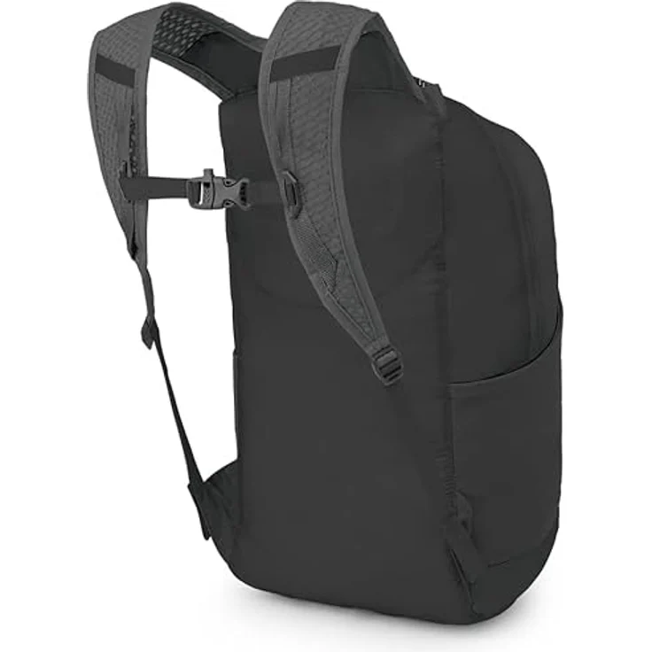 Osprey Ultralight Stuff Pack, Wanderrucksack in Schwarz mit gepolsterten Schulterriemen und elastischen Seitenfächern – Bild 4