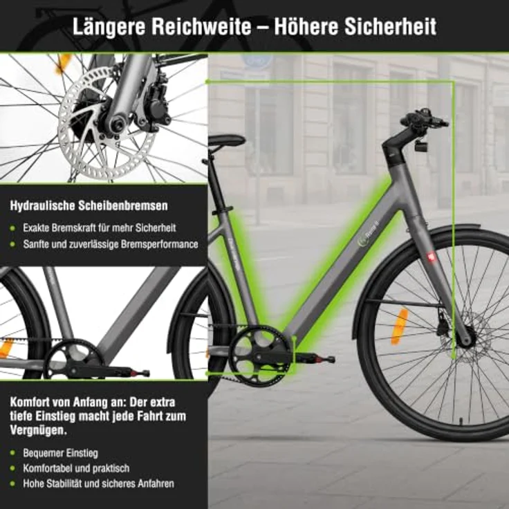 SachsenRAD C3V Roma II, 28" Ultraleicht E-Bike mit Riemenantrieb, 6km/h Schiebehilfe, KI-Unterstützung, für Damen/Herren, Grau – Bild 6