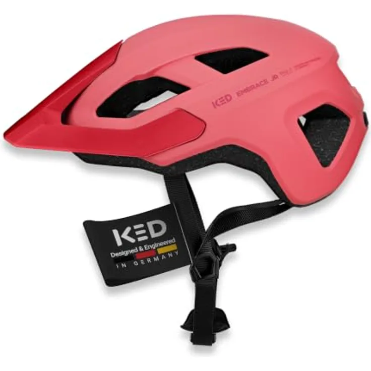 KED Embrace Jr Fahrradhelm – Jugendhelm mit integriertem Visier, Leichtbau und guter Ventilation, Farbe: Coral Matt, Größe: 52-56 (SM)