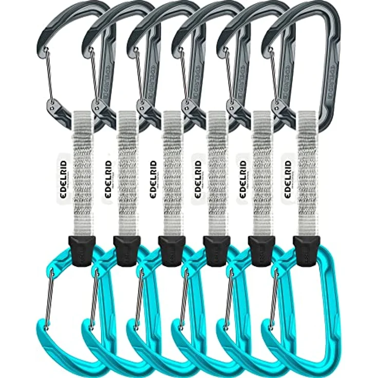 EDELRID Expressset Pure Wire Set Sixpack, Karabiner mit Drahtschnapper, Slate-icemint – Bild 1