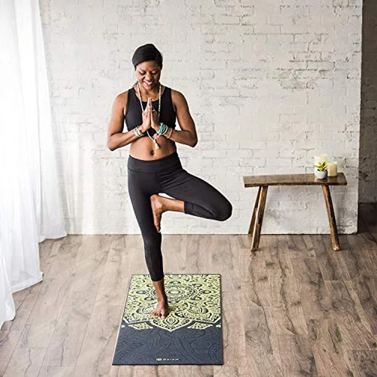 Gaiam Premium Yoga-Matte Sundial Layers, rutschfest und extra dick, 173 x 61 cm, PVC frei von Phthalaten mit gratis Workout-Download – Bild 4