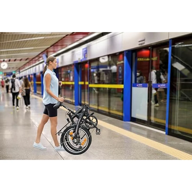 Licorne Bike Phoenix 2D, 20 Zoll Aluminium-Faltrad-Klapprad Scheibenbremse Discbremse V-Bremse Faltfahrrad Herren-Damen 7 Gang Kettenschaltung Folding City Bike StVZO (Schwarz-Anthrazit) – Bild 5