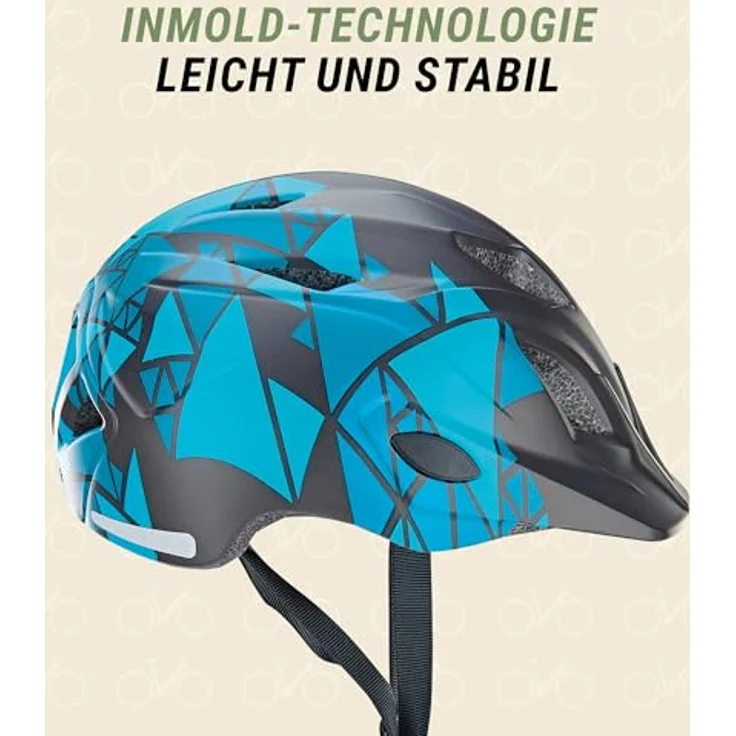 Prophete Kinder-Fahrradhelm, Inmold Technologie mit LED-Licht und Reflektionsstreifen, Größe: 48-52 cm, blau – Bild 3