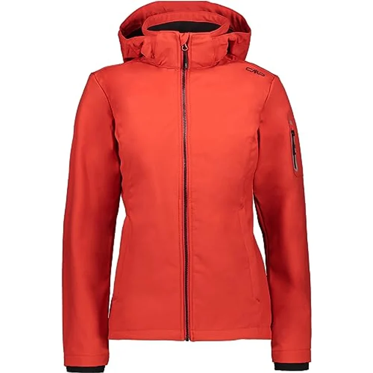 CMP Woman Jacket Zip Hood, Softshell Hoodie Jacke für Damen, winddicht und wasserabweisend, ferrari-nero (Größe 34) – Bild 1