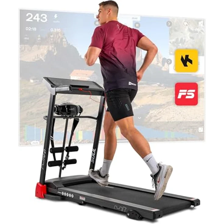 Hop-Sport HS-1200LB Soul - 3in1 Laufband für zuhause inkl. Massagegerät und Sit-Up Station - Laufband klappbar mit LCD-Display, App-Steuerung, 15 Programmen und max. Geschwindigkeit 14km/h – Bild 1