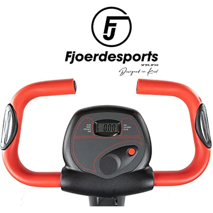 Fjoerdesports faltbarer Fahrradtrainer, Heimtrainer, Fitnessfahrrad LCD Trainingscomputer, klappbarer Hometrainer, inklusive Pulsmessung, max. Benutzergewicht 110 kg, 8 Widerstandsstufen, nordisches Design – Bild 5
