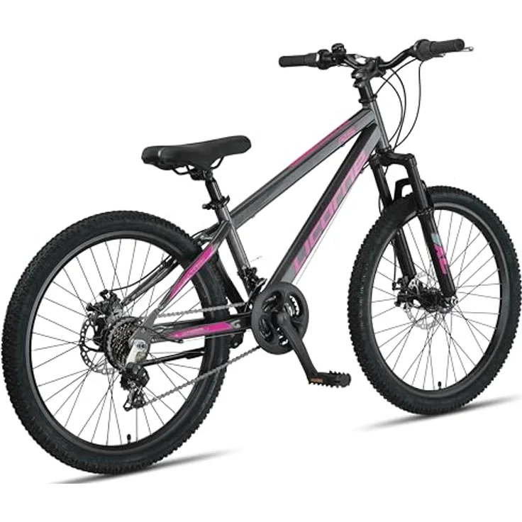 Licorne Bike Thunder Premium Mountainbike, 24 Zoll, Anthrazit/Rosa, Discbremse, robust und hochwertig, für alle Altersgruppen – Bild 3