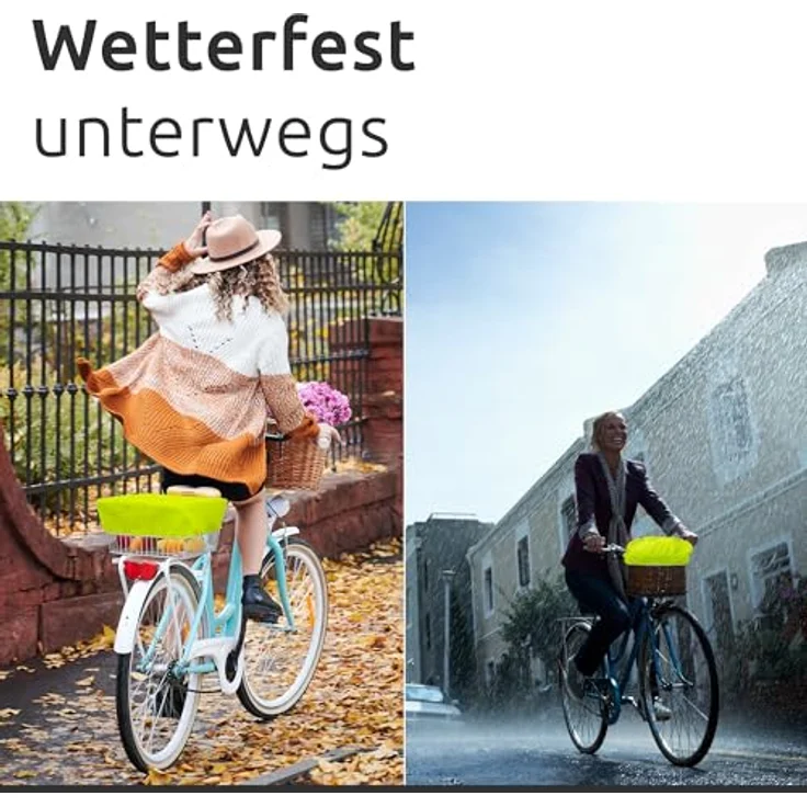 ECENCE Fahrradkorb Regenschutz Gelb, wasserabweisende Abdeckung mit flexiblem Gummizug für universellen Einsatz – Bild 6