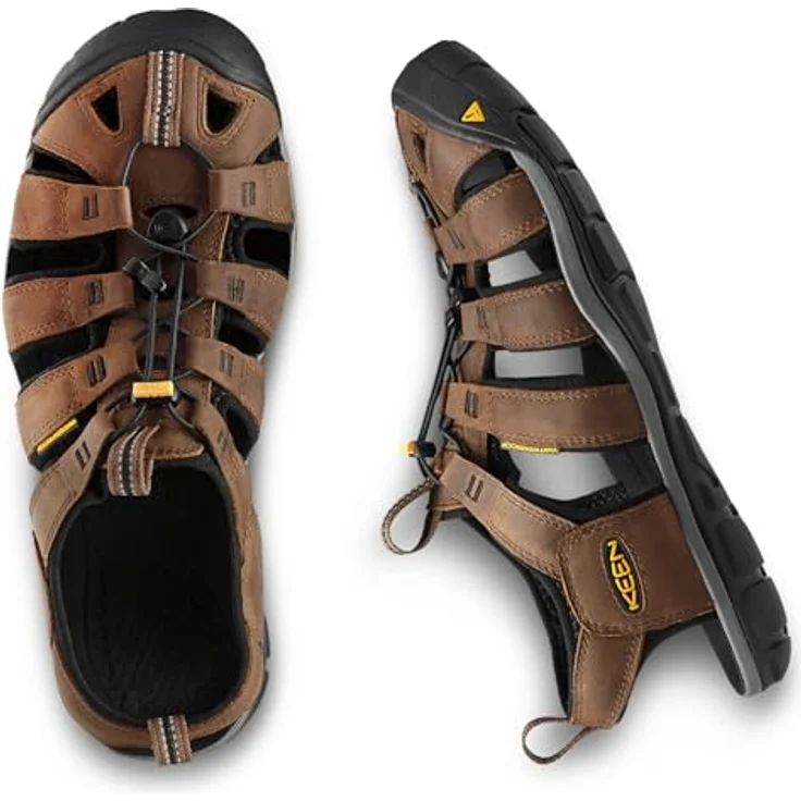 Keen Clearwater CNX Leather, Herren Echtleder Sandale mit Schnellzugschnürsystem, dark earth/black, Größe 44 EU – Bild 7