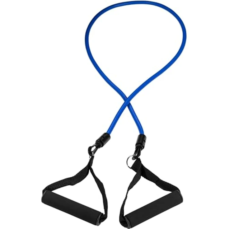 GORILLA SPORTS® Expander Tubes - 3er Set, verstellbare Fitnessbänder mit Schaumstoffgriffen, inkl. Tragetasche, 3 Widerstandsstärken (Rot, Blau, Grün) für Pilates und Physio – Bild 4